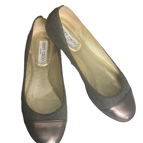 Authentic Jimmy Choo Grey Metallic ballet flats size 38 - Picture 1 of 15